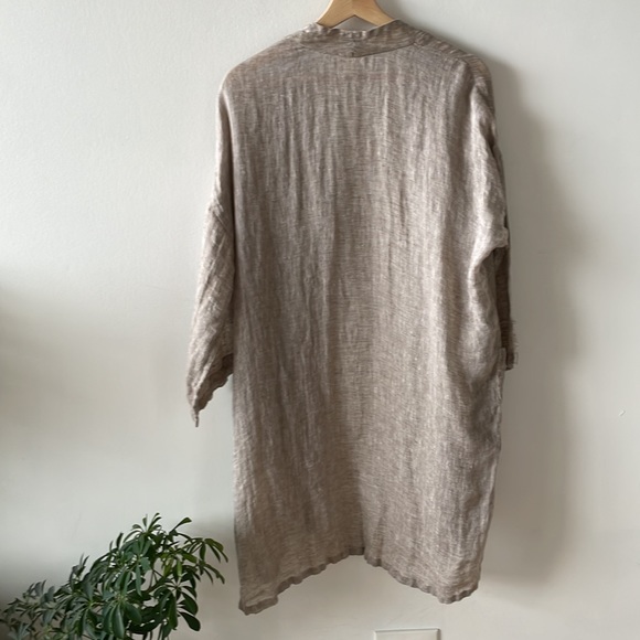 Eileen Fisher linen open drapey oatmeal linen tunic small - Picture 5 of 11